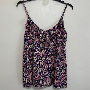 White Birch Navy Blue and Floral Tank Top Size XL